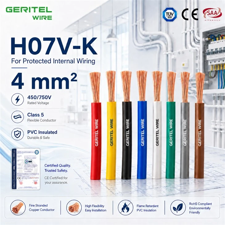 Cavo H07V-K da 4 mm² per applicazioni HVAC e pannelli di controllo delle pompe